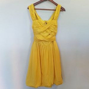 Anthropologie yellow cocktail dress